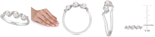 Macy's Cultured Freshwater Pearl (3-4mm) & Diamond (1/10 ct. t.w.) Swirl Ring in 14k White Gold